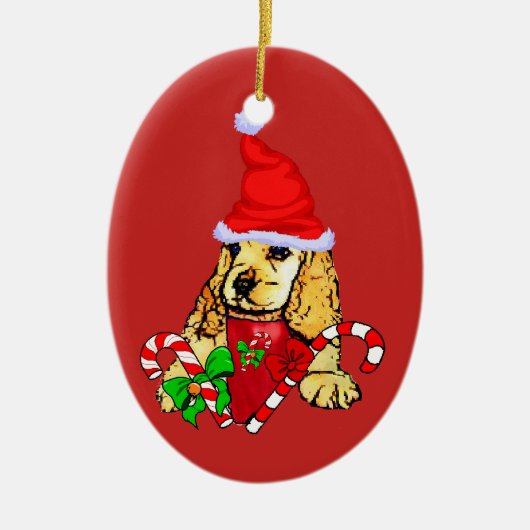 Cocker Spaniel Kerstmis Keramisch Ornament (Voorkant)