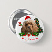 Cocker spaniel Kerstmis Knop Ronde Button 5,7 Cm (Voorkant /achterkant)