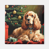 Cocker Spaniel Kerstmis Magneet (Voorkant)