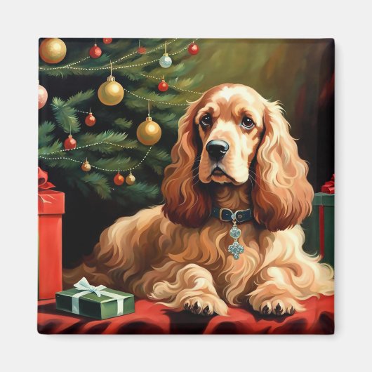 Cocker Spaniel Kerstmis Magneet (Voorkant)