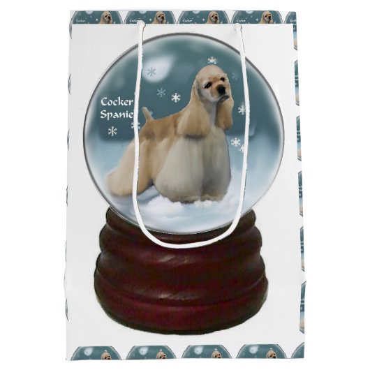 Cocker Spaniel Kerstmis Medium Cadeauzakje (Achterkant)