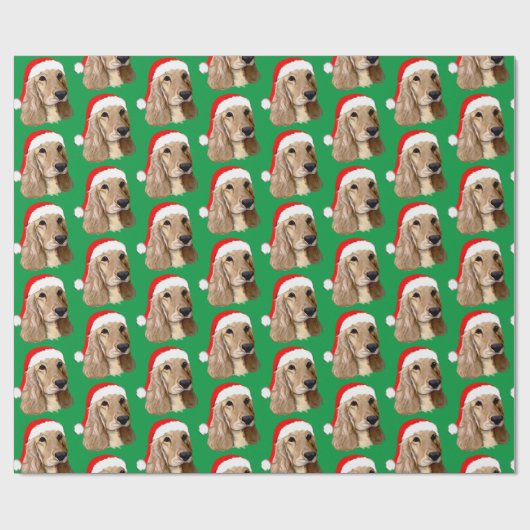 Cocker Spaniel Kerstmis op groen Cadeaupapier (Vlak)