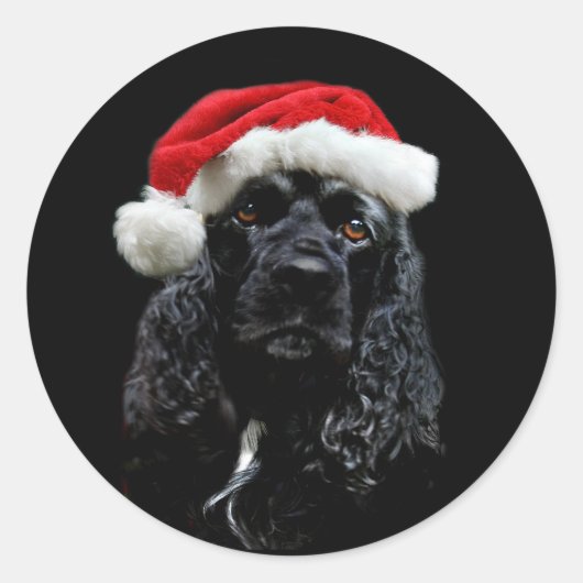 Cocker Spaniel Kerstmis Ronde Sticker (Voorkant)