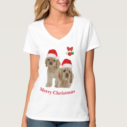 Cocker spaniel Kerstmis T-shirt (Voorkant)