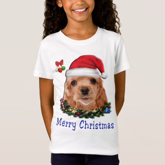 Cocker Spaniel Kerstmis T-shirt (Voorkant)