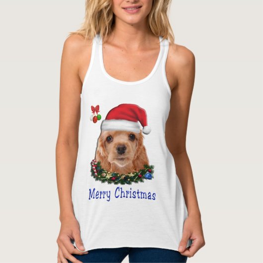 Cocker Spaniel Kerstmis Tanktop (Voorkant)