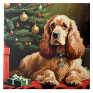 Cocker Spaniel Kerstmis Tegeltje