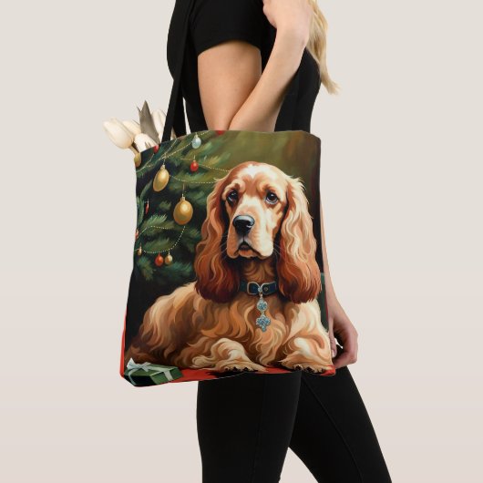 Cocker Spaniel Kerstmis Tote Bag (Dichtbij)