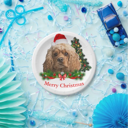 Cocker Spaniel kerstpapier borden Papieren Bordje (Feest)