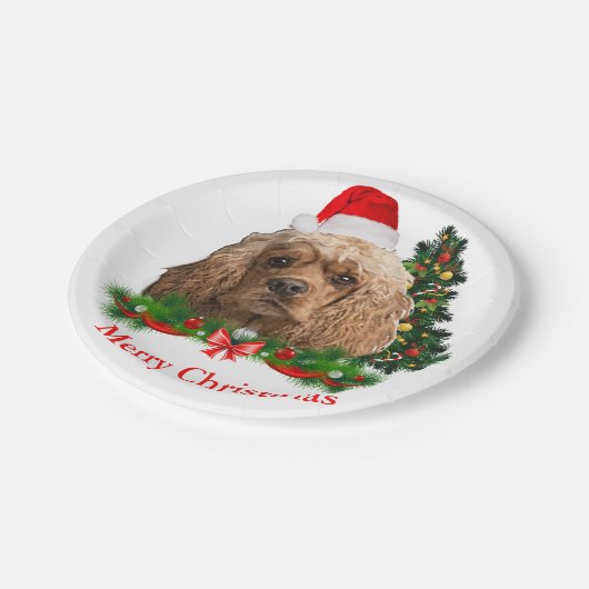 Cocker Spaniel kerstpapier borden Papieren Bordje (Gekanteld)