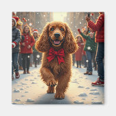 Cocker Spaniel Kerstparade Vakantieschilderij Magneet (Voorkant)