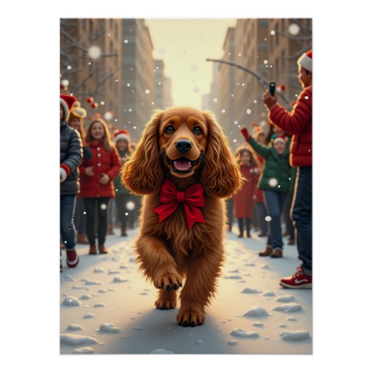 Cocker Spaniel Kerstparade Vakantieschilderij Perfect Poster (Voorkant)
