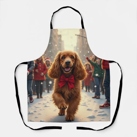 Cocker Spaniel Kerstparade Vakantieschilderij Schort (Voorkant)