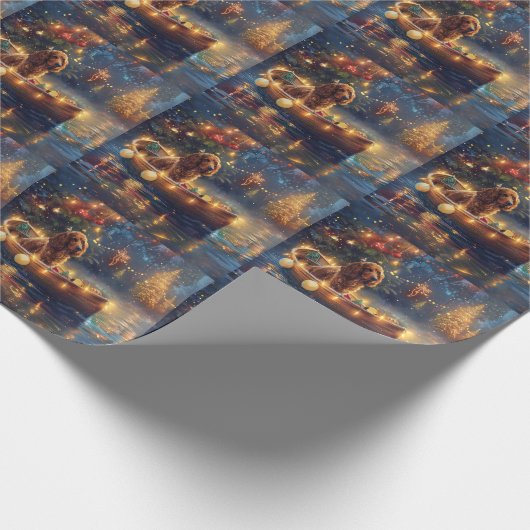 Cocker Spaniel Kerstvakantie Cadeaupapier (Hoek)