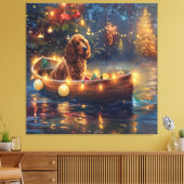 Cocker Spaniel Kerstvakantie Canvas Afdruk (Insitu (Woonkamer))
