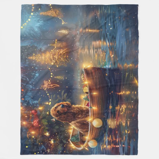Cocker Spaniel Kerstvakantie Fleece Deken (Voorkant)