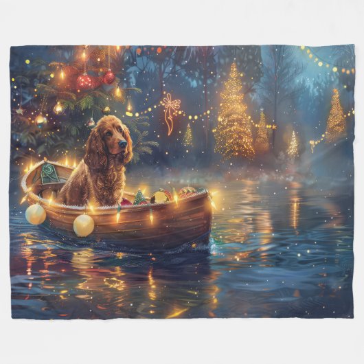 Cocker Spaniel Kerstvakantie Fleece Deken (Voorkant (Horizontaal))