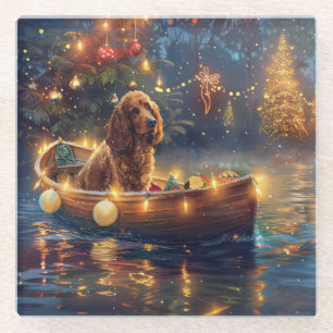 Cocker Spaniel Kerstvakantie Glazen Onderzetter