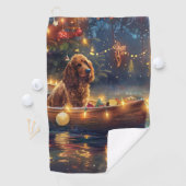 Cocker Spaniel Kerstvakantie Golfhanddoek (Insitu)