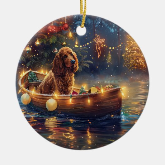 Cocker Spaniel Kerstvakantie Keramisch Ornament (Voorkant)