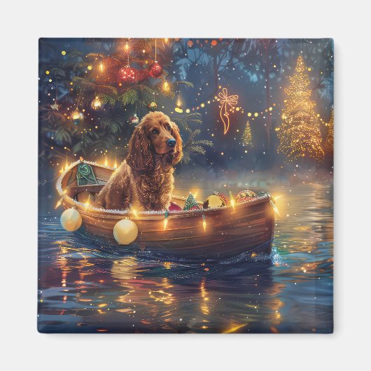 Cocker Spaniel Kerstvakantie Magneet (Voorkant)