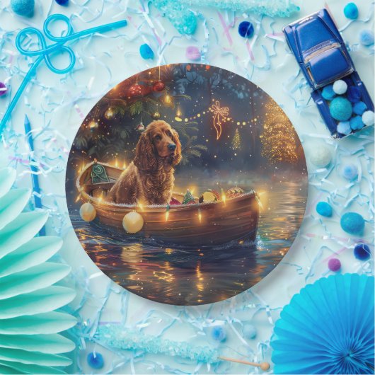 Cocker Spaniel Kerstvakantie Papieren Bordje (Feest)