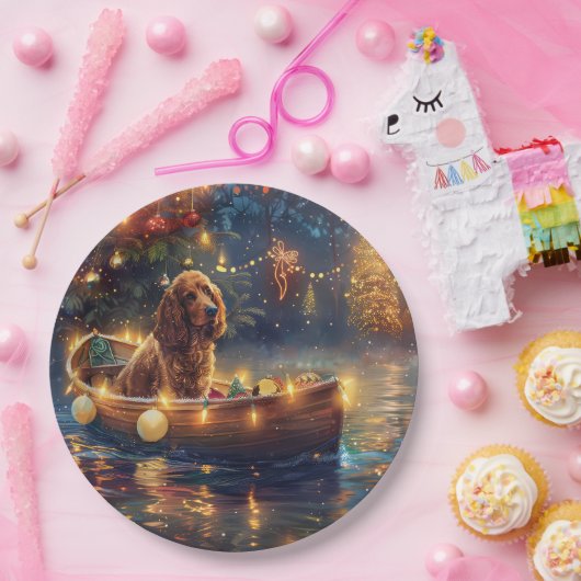 Cocker Spaniel Kerstvakantie Papieren Bordje (Feest)