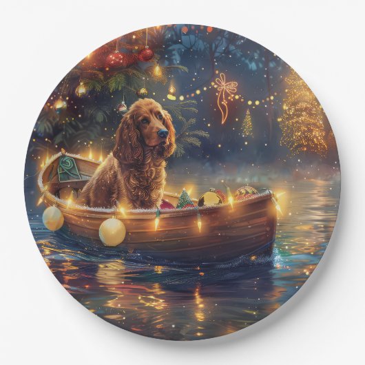 Cocker Spaniel Kerstvakantie Papieren Bordje (Voorkant)