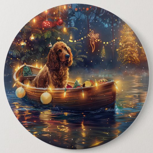 Cocker Spaniel Kerstvakantie Ronde Button 6,0 Cm (Voorkant)