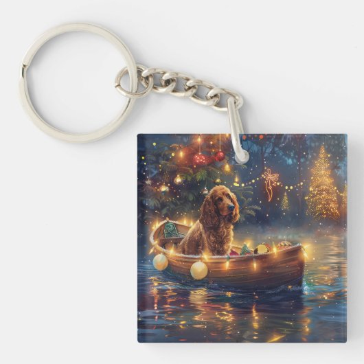 Cocker Spaniel Kerstvakantie Sleutelhanger (voorkant)