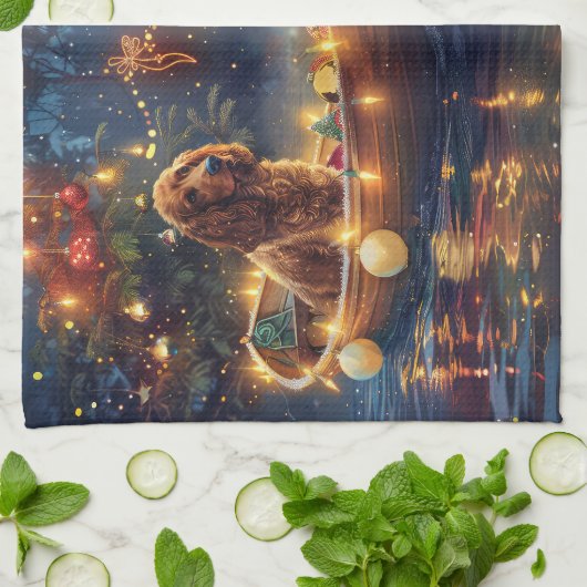 Cocker Spaniel Kerstvakantie Theedoek (Gevouwen)