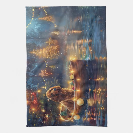 Cocker Spaniel Kerstvakantie Theedoek (Verticaal)