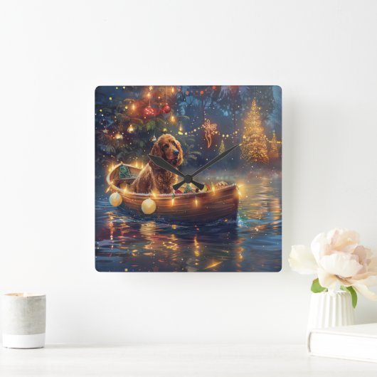 Cocker Spaniel Kerstvakantie Vierkante Klok (Huis)