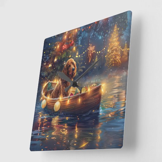 Cocker Spaniel Kerstvakantie Vierkante Klok (Hoek)