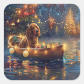 Cocker Spaniel Kerstvakantie Vierkante Sticker (Voorkant)