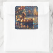 Cocker Spaniel Kerstvakantie Vierkante Sticker (Tas)