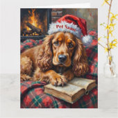 Cocker Spaniel Kerstverhaal Tijd Hoed Kaart (Gele Bloem)