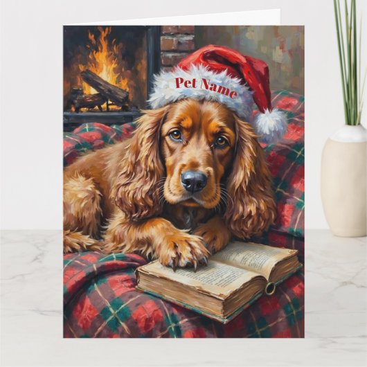Cocker Spaniel Kerstverhaal Tijd Hoed Kaart (Voorkant)