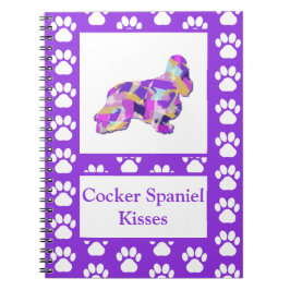 Cocker Spaniel Kisses Hond Silhouet PurplePY&B Notitieboek