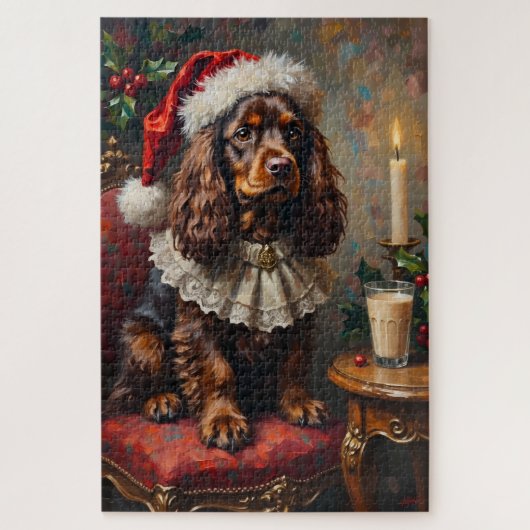 Cocker Spaniel Klassiek Kerstportret Hoed Legpuzzel (Verticaal)