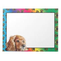 Cocker Spaniel kleurrijk hondpawpatroon notitieblo