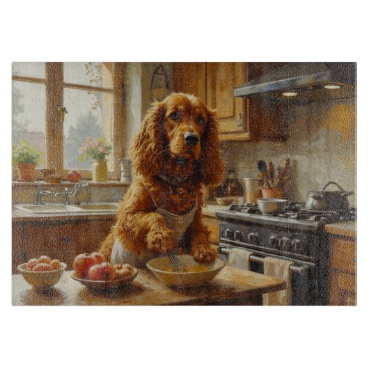 Cocker Spaniel Kookt in Keuken Snijplank (Voorkant)