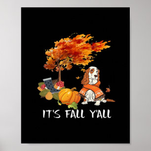 Cocker Spaniel Kostuum Herfst Het is Herfst Y'all Poster