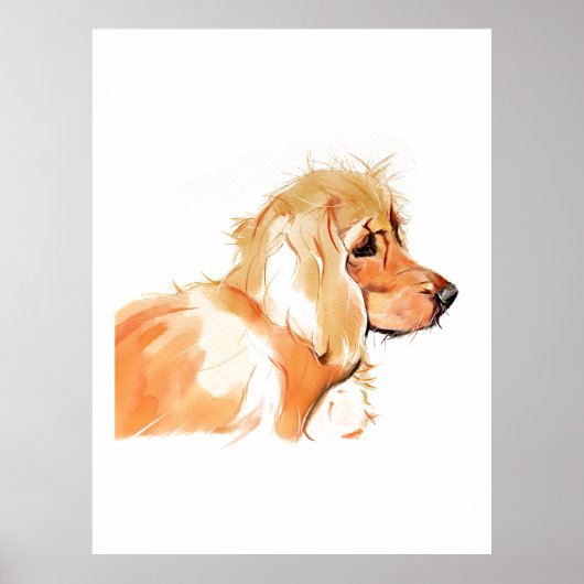 Cocker Spaniel Kunst, Aquarel Schilderij Poster (Voorkant)