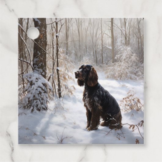 Cocker Spaniel Laat het Sneeuwen Kerstmis  Bedankjes Labels (Voorkant)