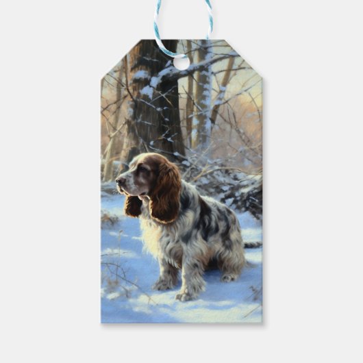Cocker Spaniel Laat het sneeuwen Kerstmis Cadeaulabel (Voorkant)