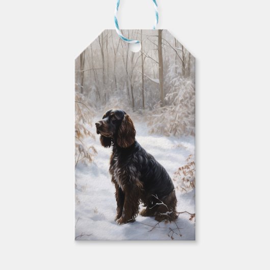 Cocker Spaniel Laat het sneeuwen Kerstmis Cadeaulabel (Voorkant)