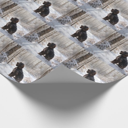 Cocker Spaniel Laat het sneeuwen Kerstmis Cadeaupapier (Hoek)