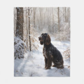 Cocker Spaniel Laat het sneeuwen Kerstmis Fleece Deken (Voorkant)