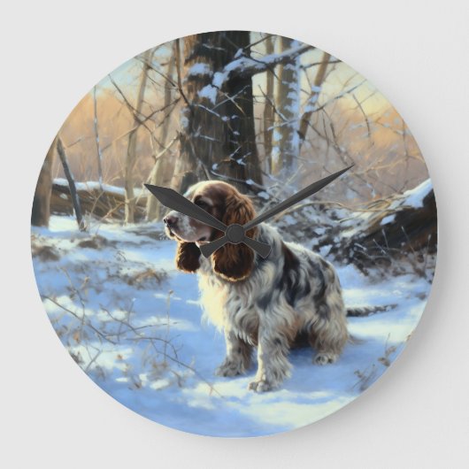 Cocker Spaniel Laat het sneeuwen Kerstmis Grote Klok (Voorkant)